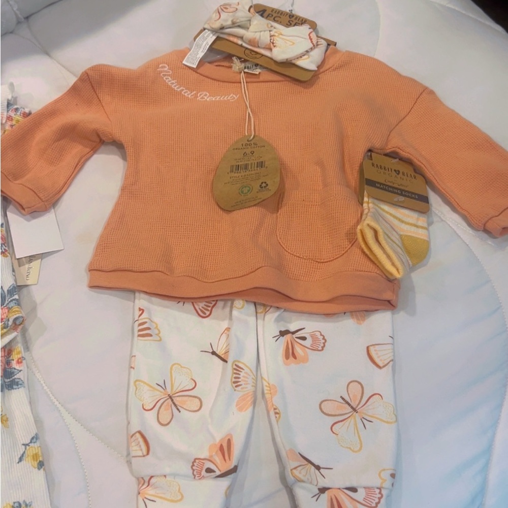 Catherine Malandrino and other names Orange and Floral Kids Matching Set - Picture 3 of 5